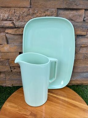 Vintage Mint Green Melmac Pitcher & tray set Mid-Century Modern 70s Canada